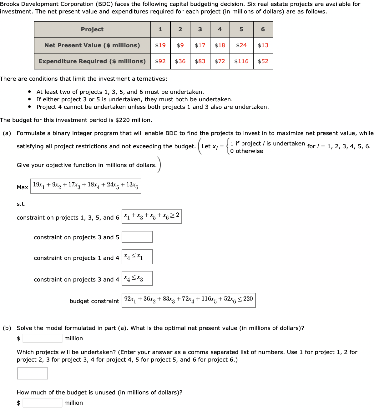 Need help with confirming part a and b rooks Development Corporation (BDC)