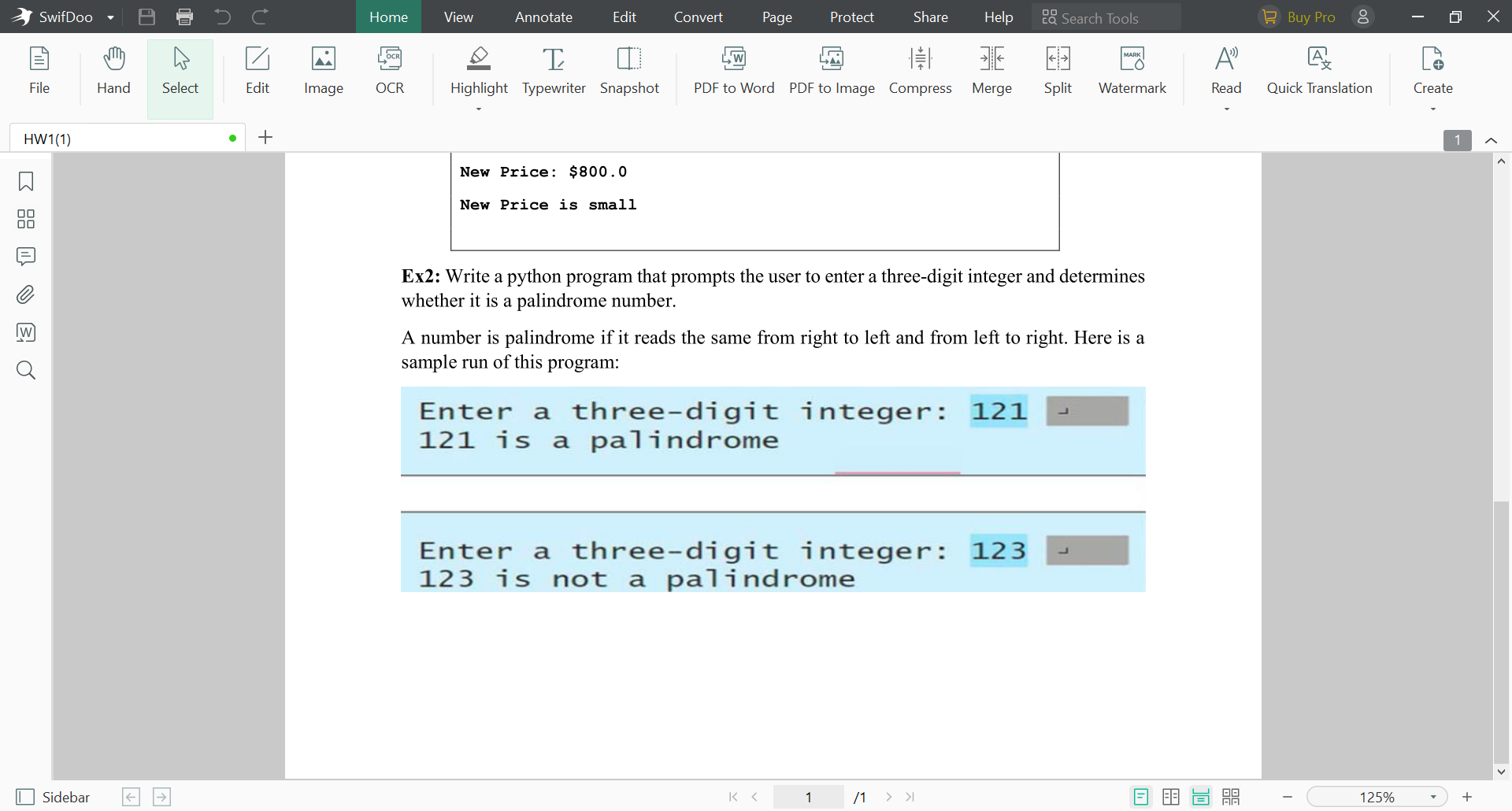 Write a python program that prompts the user to enter a three-digit