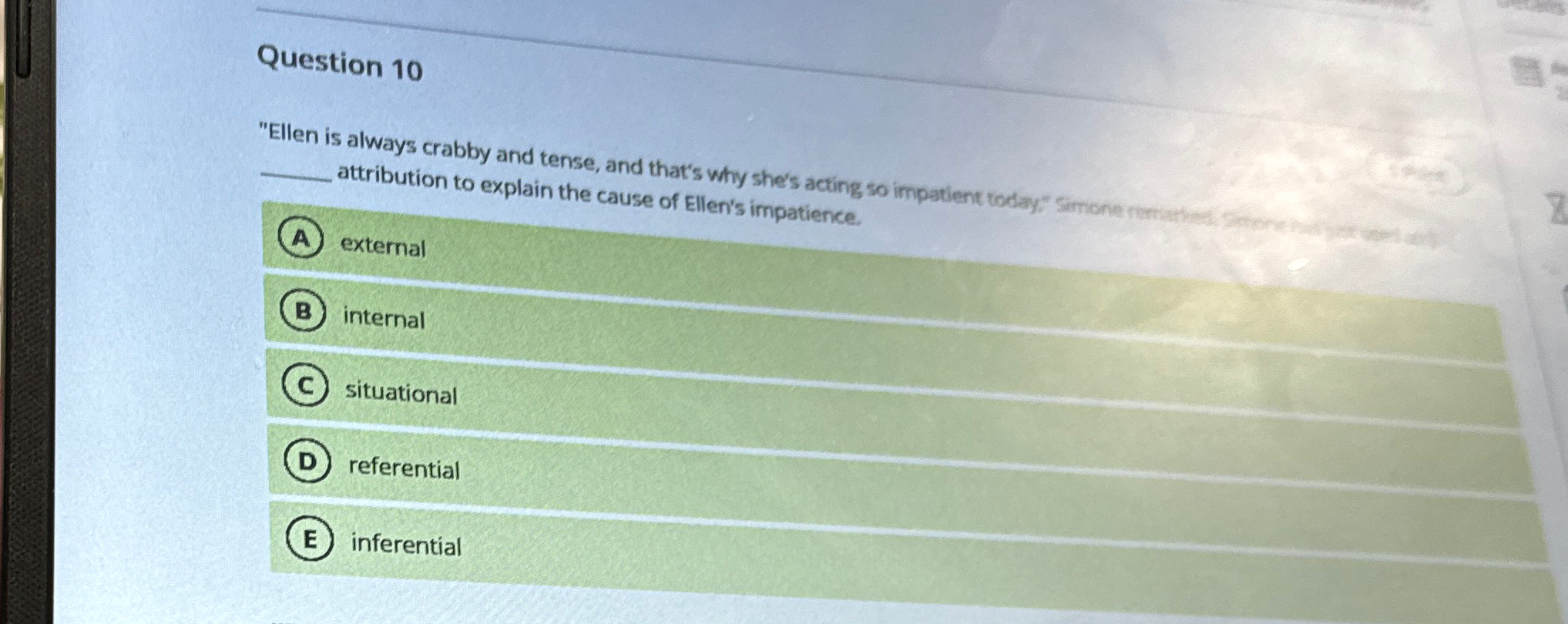  Question 10 external internal situational referential inferential 