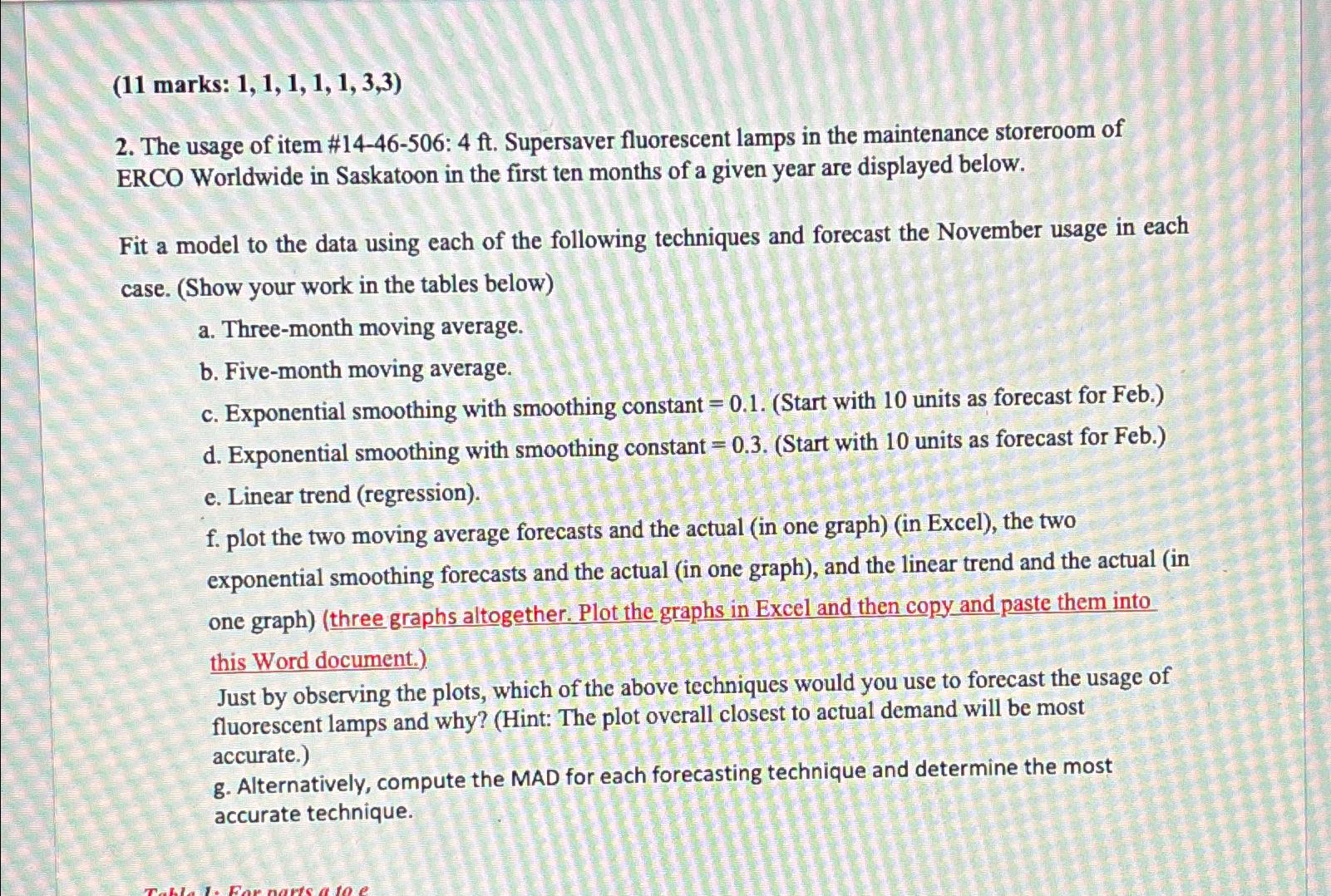  (11 marks: 1,1,1,1,1,3,3) 2. The usage of item #14-46-506: 4ft. Supersaver