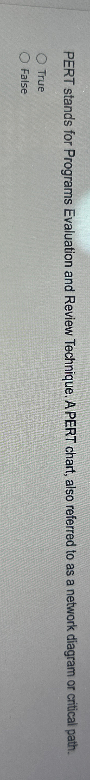  PERT stands for Programs Evaluation and Review Technique. A PERT chart,
