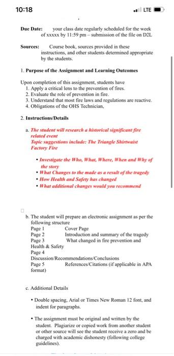 help Due Date: your class date regularly scheduled for the weck of