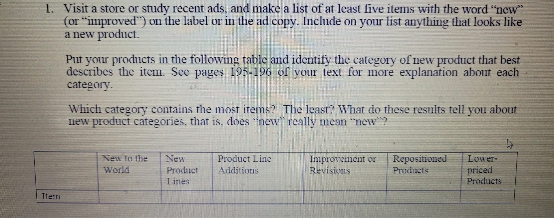  Visit a store or study recent ads, and make a list