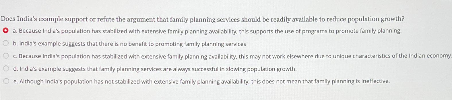  Does India's example support or refute the argument that family planning