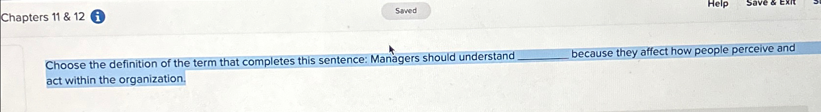  Chapters 11 & 12(i Choose the definition of the term that