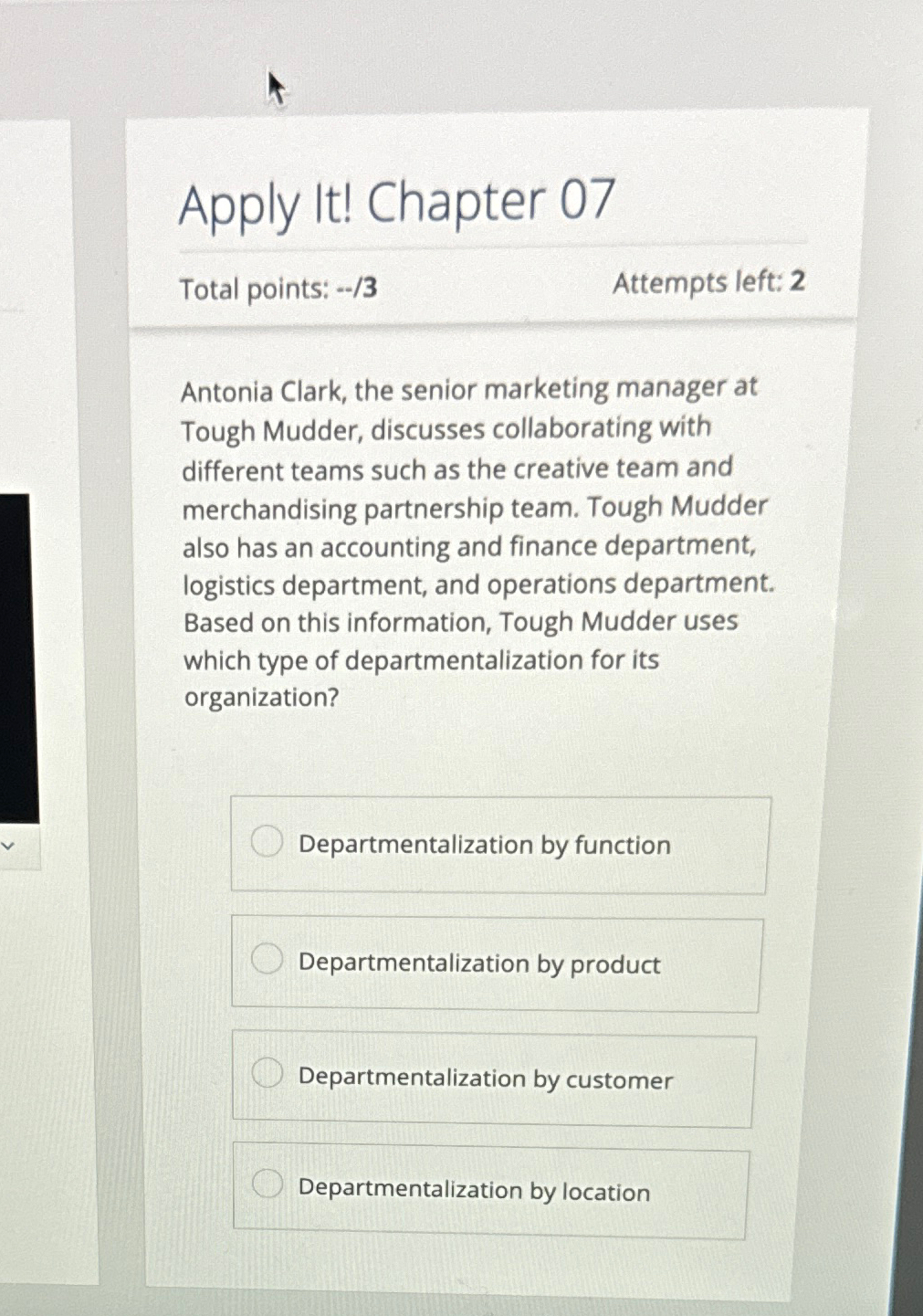  Apply It! Chapter 07 Total points: --/3 Attempts left: 2 Antonia