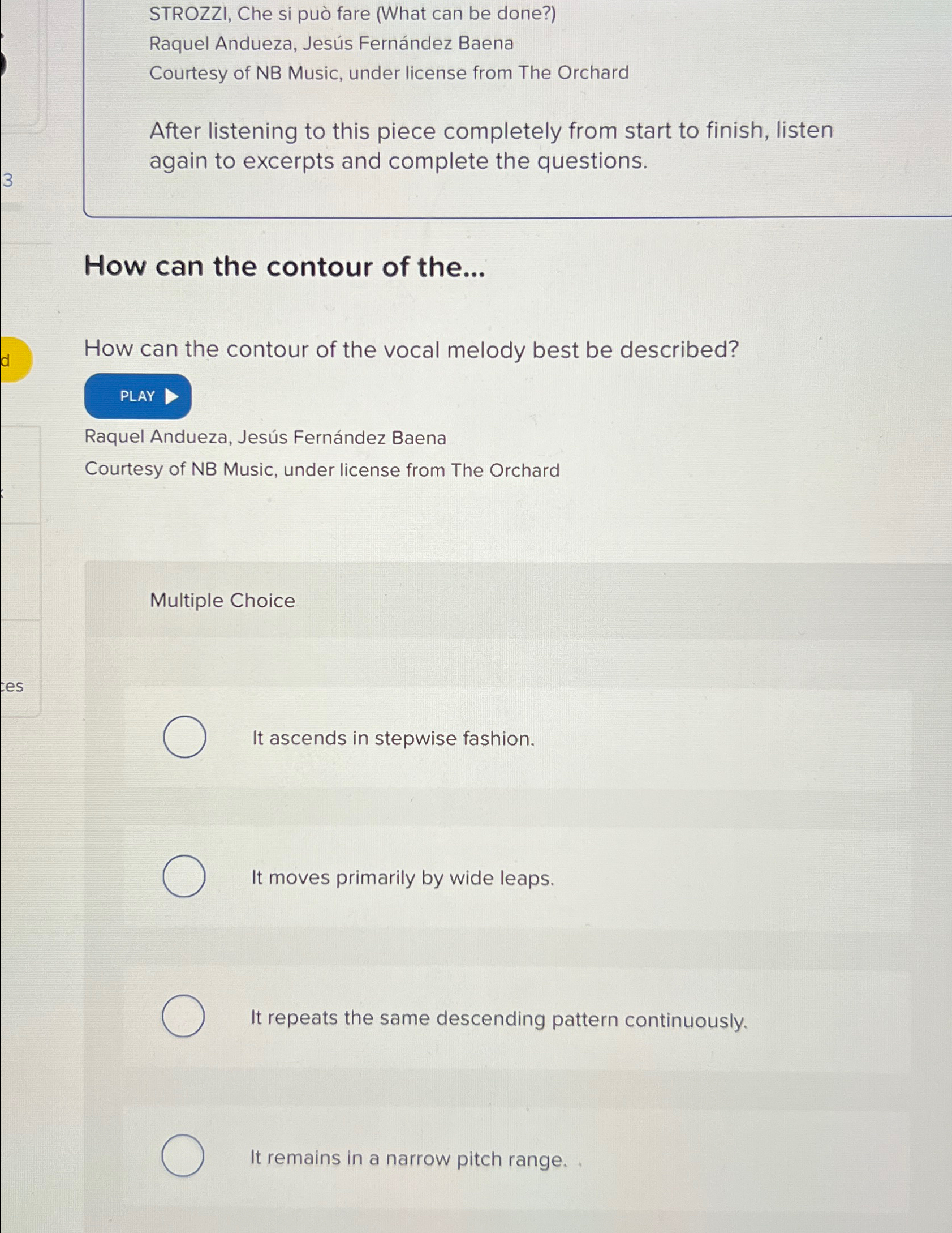  STROZZI, Che si pu fare (What can be done?) Raquel Andueza,