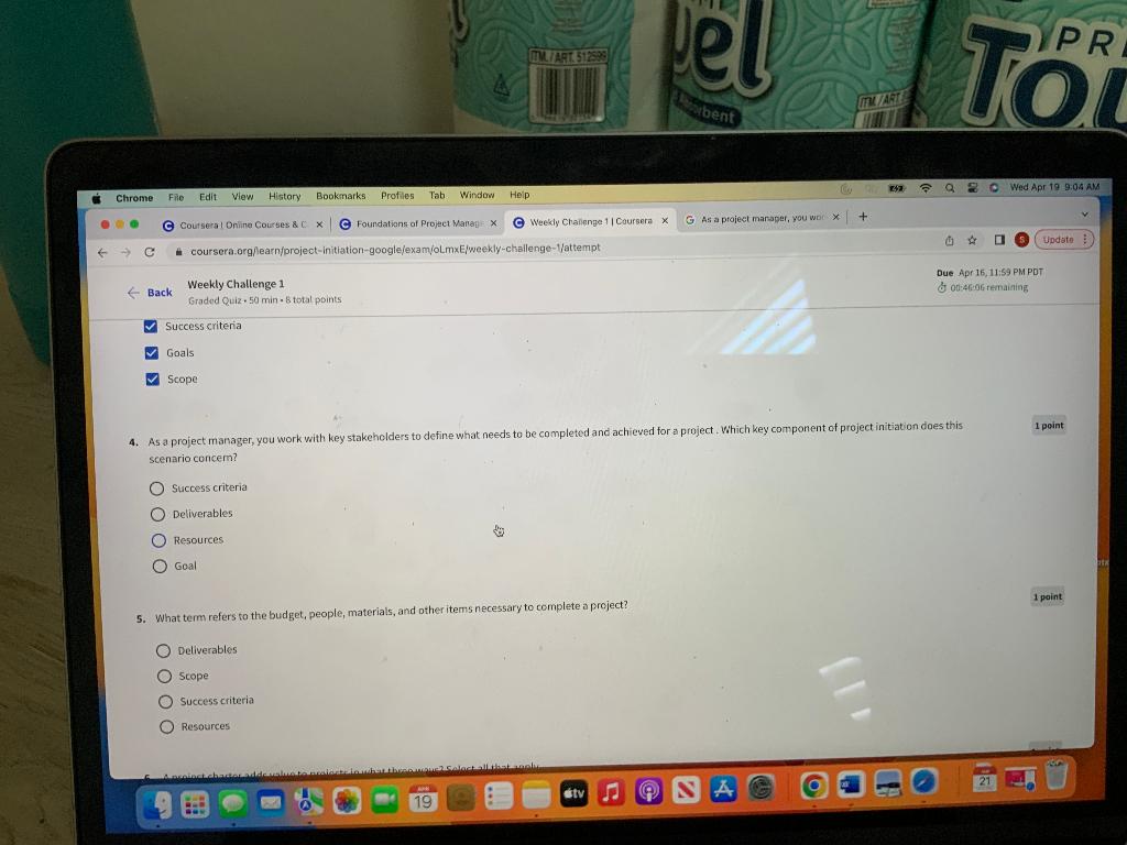 Goals Scope 4. As a project manager, you work with key