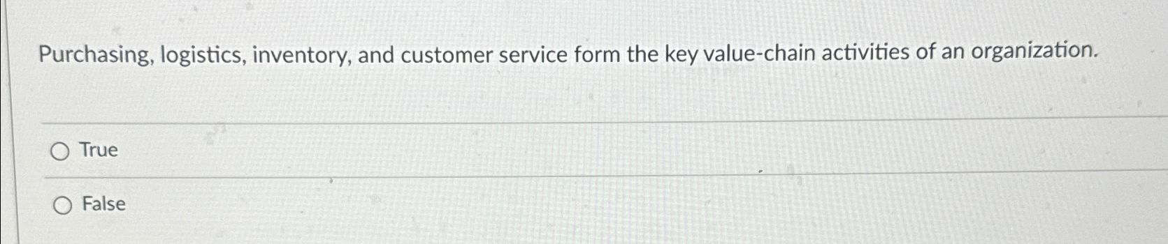  Purchasing, logistics, inventory, and customer service form the key value-chain activities