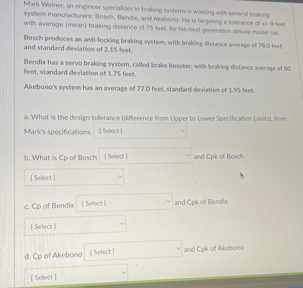 Mark Weiner, an engineer specializes in braking systems is working with