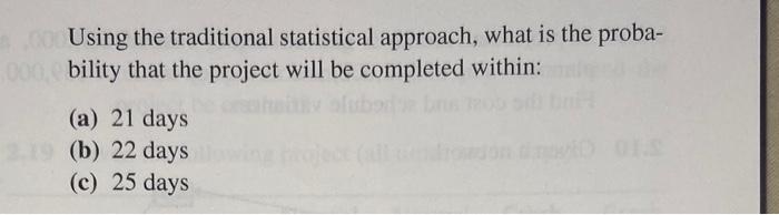 statistical approach, what is the probability that the project will be completed