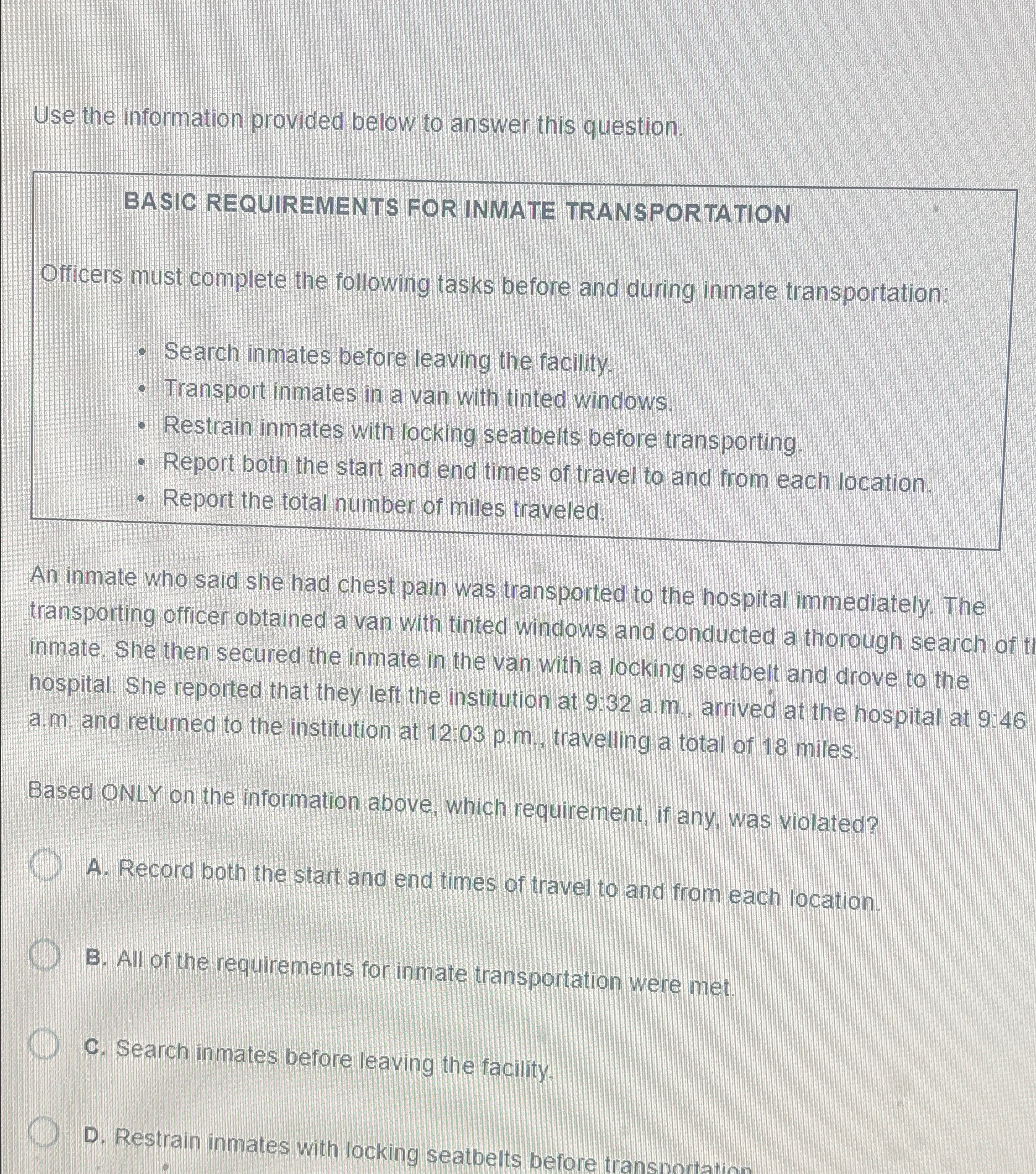  Use the information provided below to answer this question. BASIC REQUIREMENTS