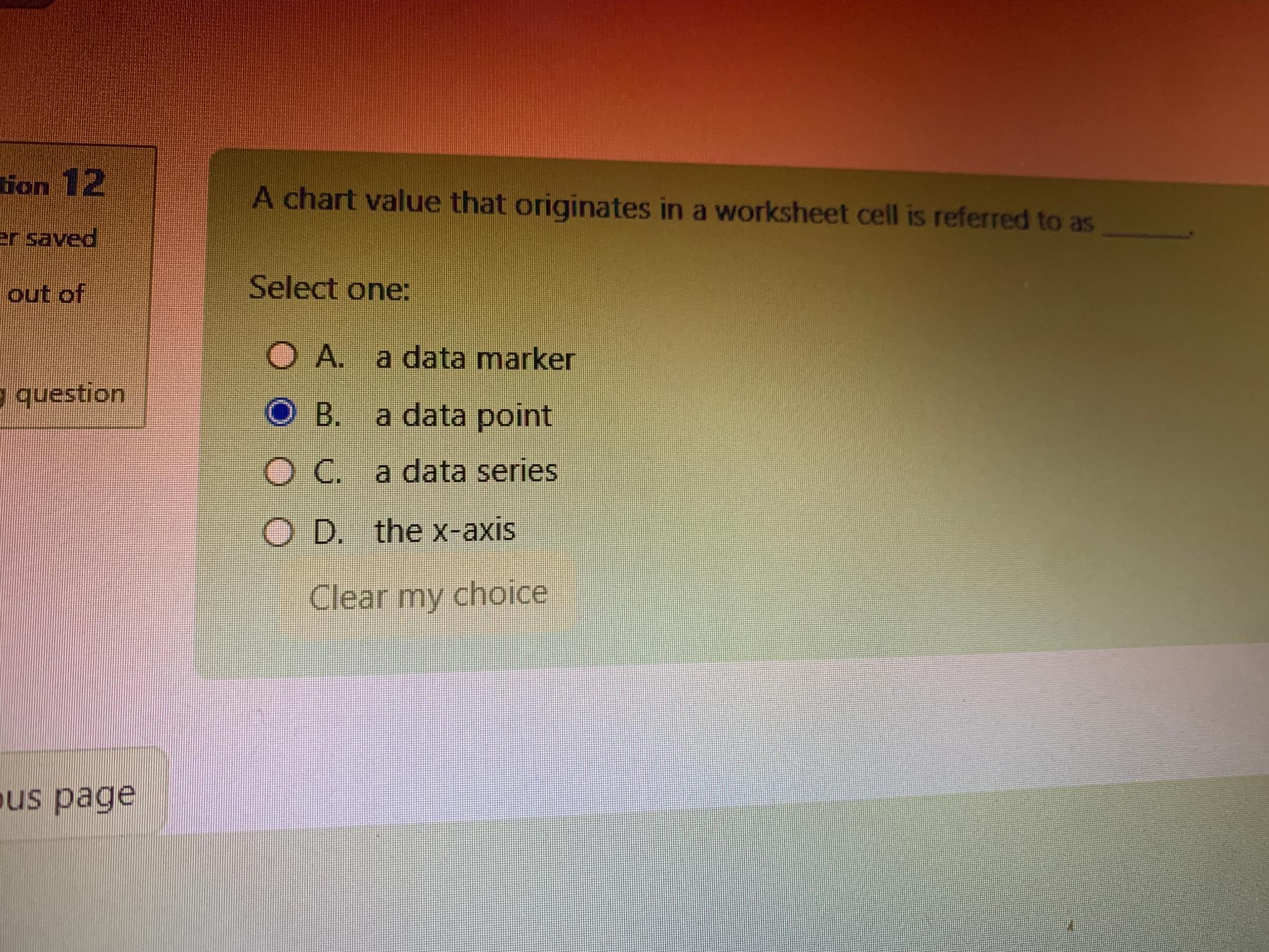  A chart value that originates in a worksheet cell is referred