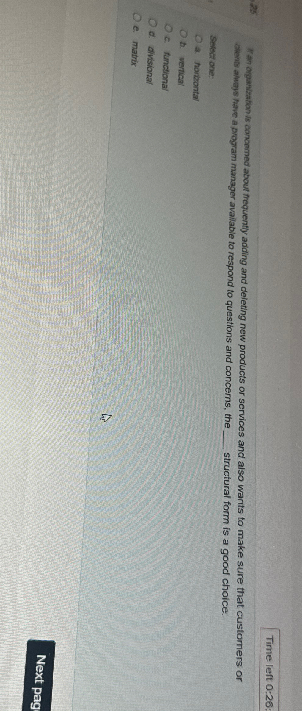  Time left 0:26: Hin organization is concerned about frequently adding and