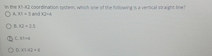  In the X1-X2 coordination system, which one of the following is