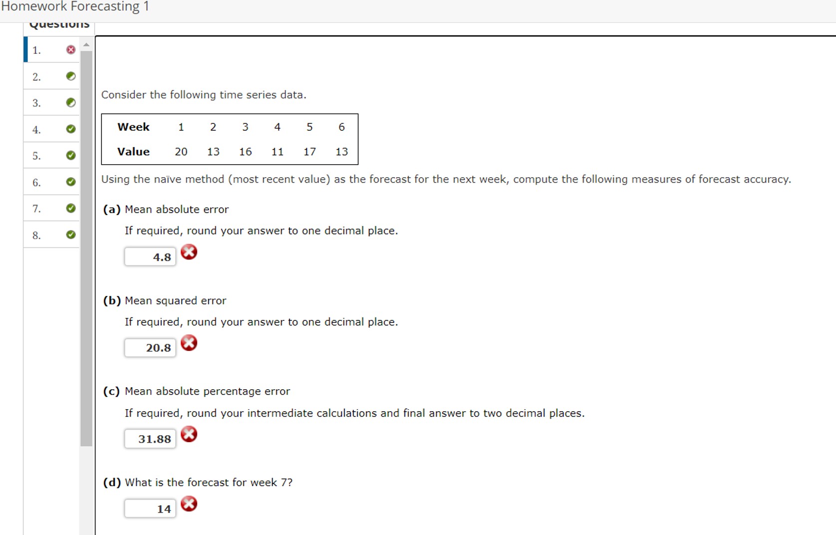  (b) Mean squared error If required, round your answer to one