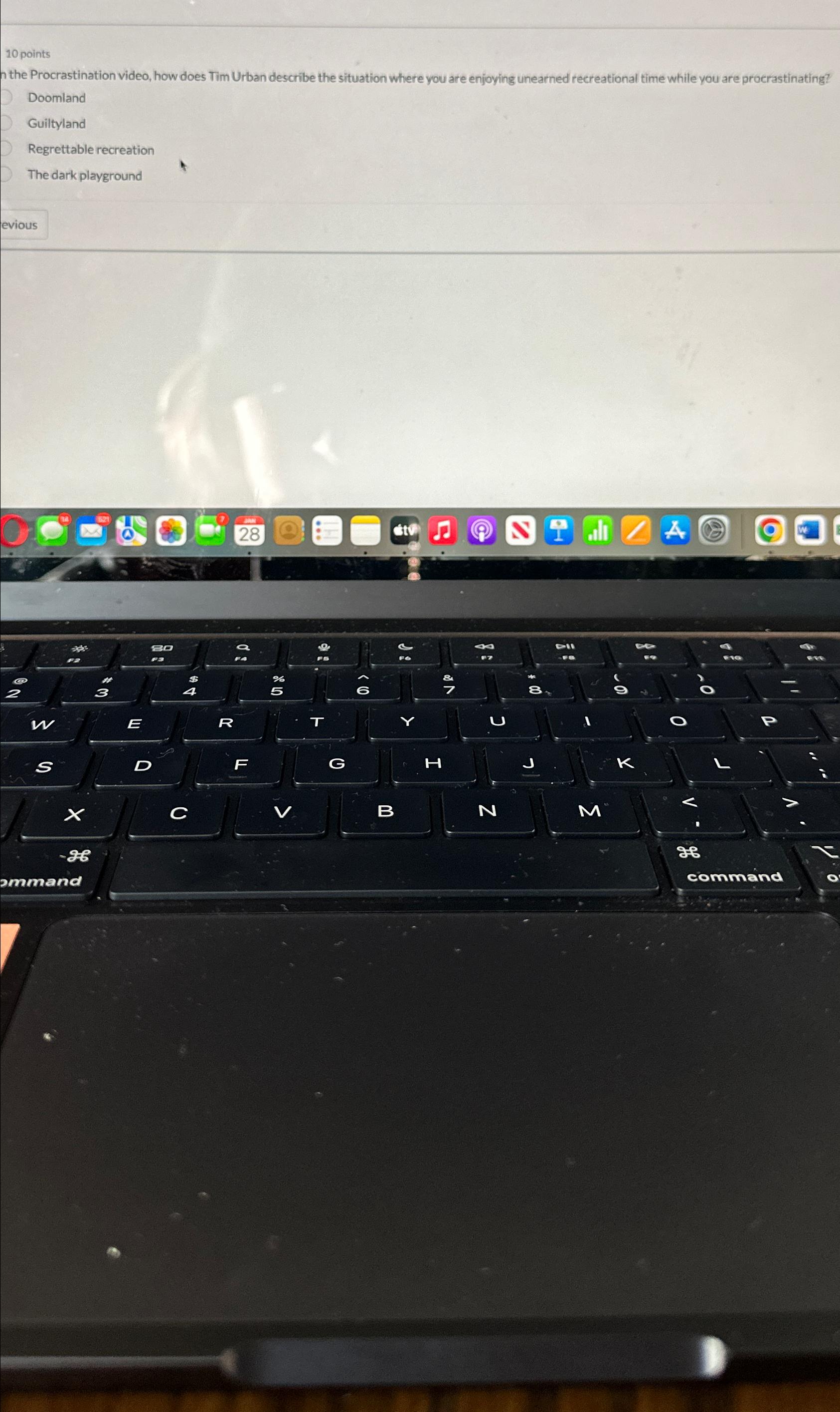  10 points he Procrastination video, how does Tim Urban describe the