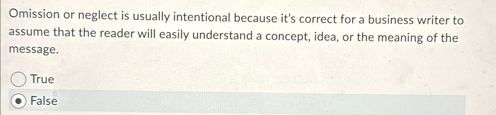  Omission or neglect is usually intentional because it's correct for a