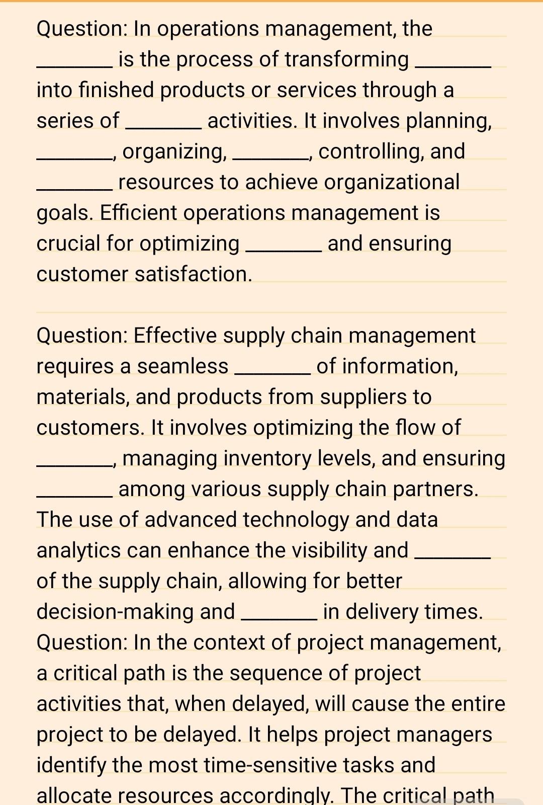 don't use chat gtp, i will give multiple downvotes Question: In operations