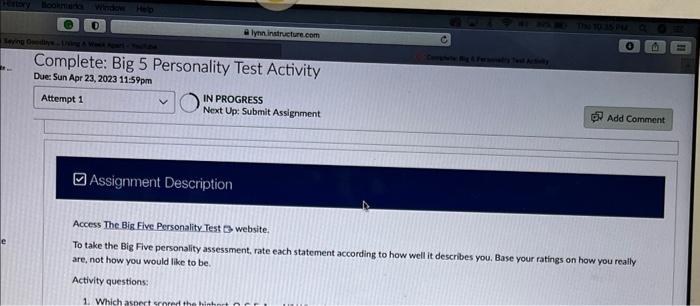  Access The Big Five Personality Test Bs website. To take the