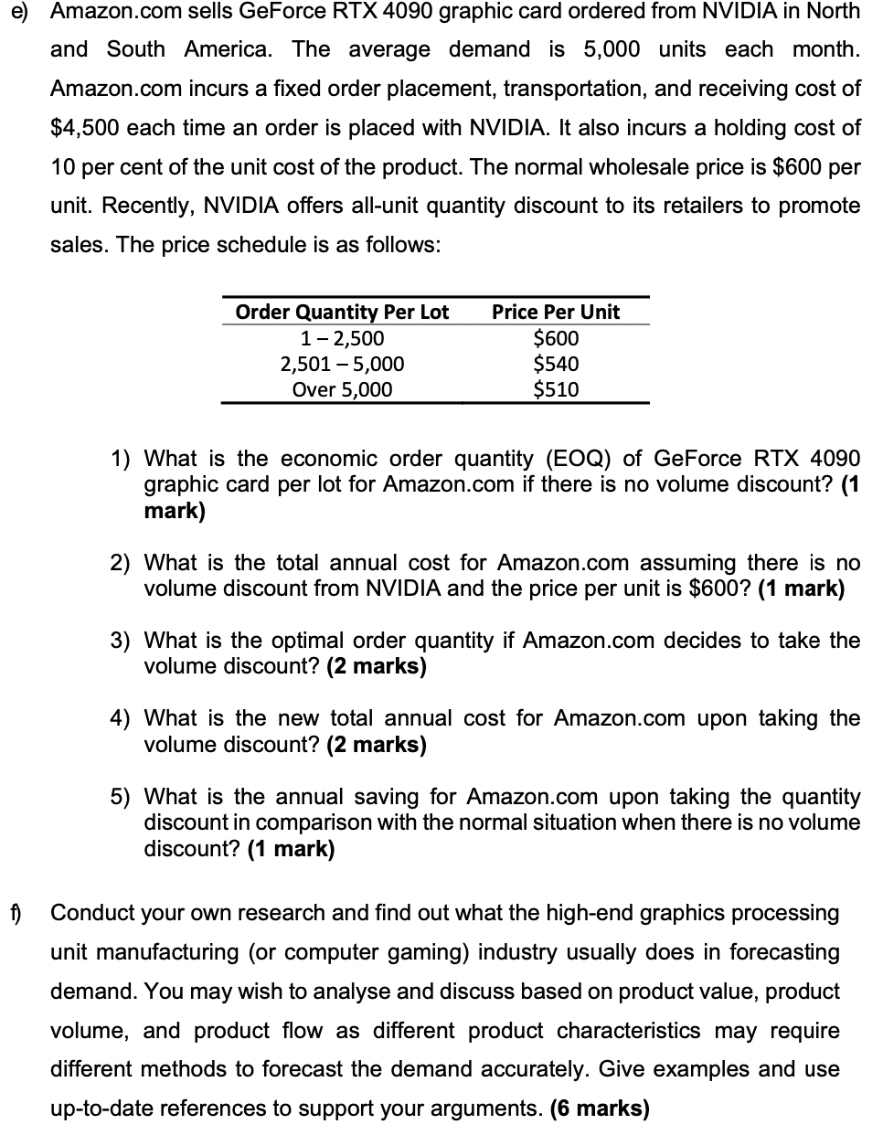 [Solved] e) sells GeForce RTX 4090 grap SolutionInn