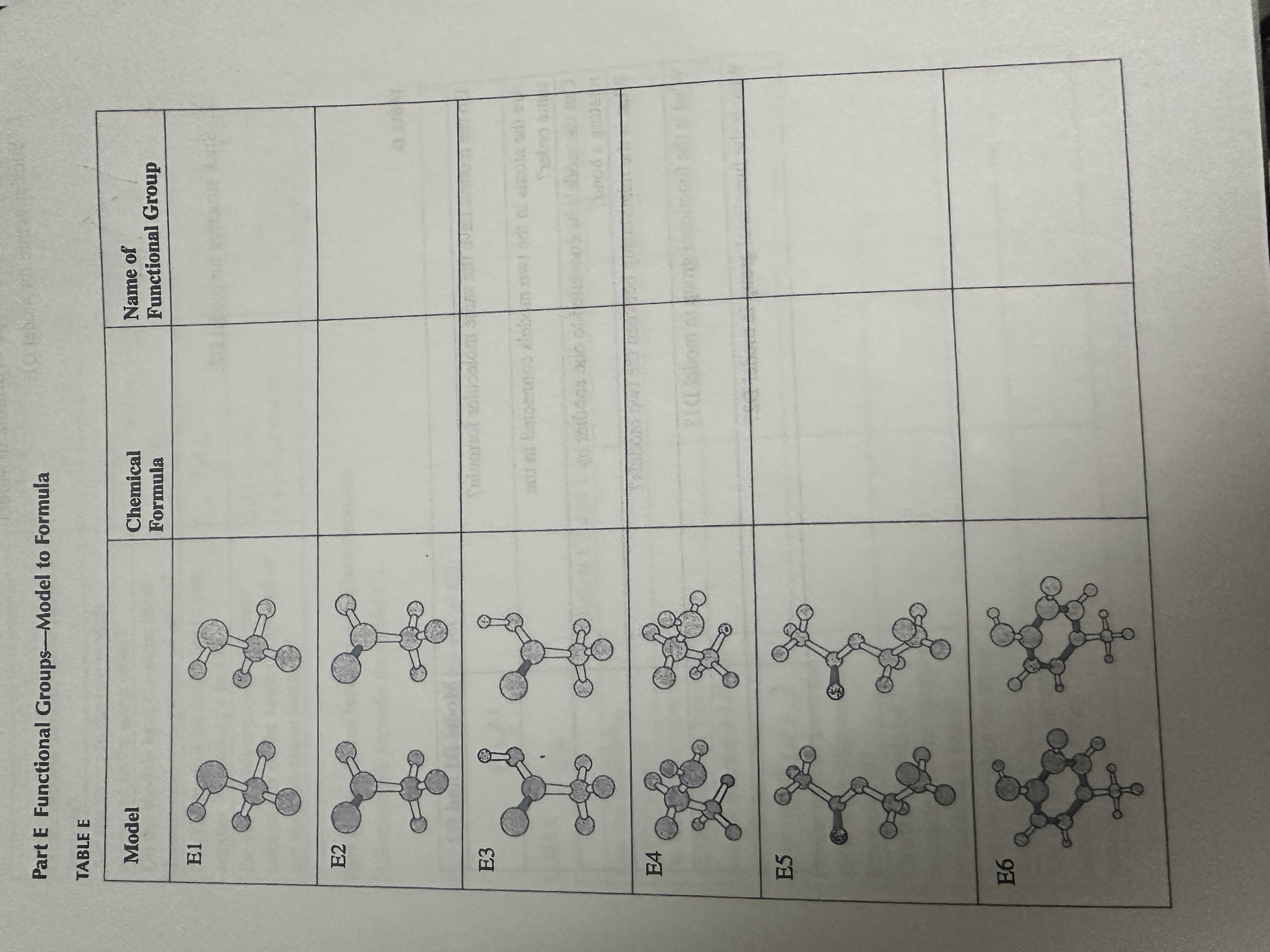  Really needing help wirh this Part E Functional Groups- Model to