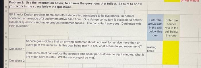  Problem 2: Use the information below, to answer the questions that