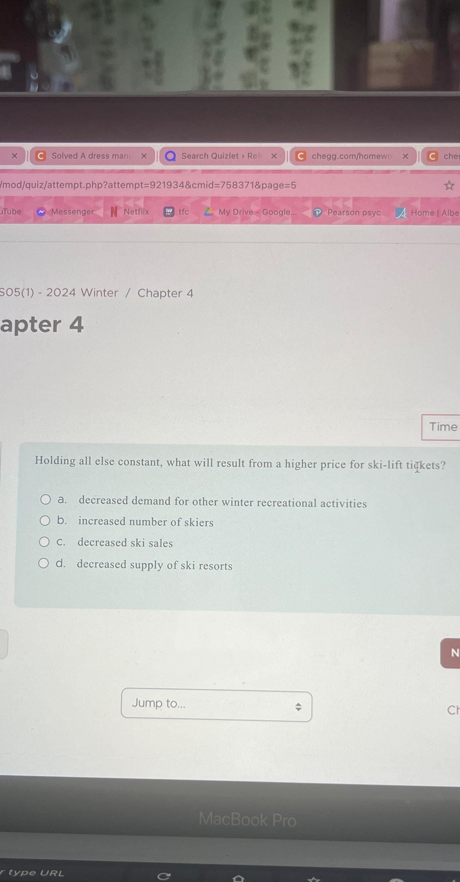  S05(1)-2024 Winter / Chapter 4 apter 4 Time Holding all else