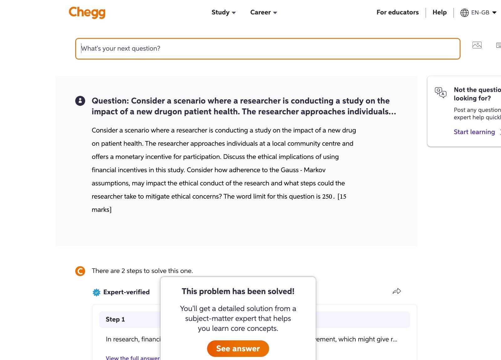  Chegg Study Career grad For educators Help EN-GB What's your next