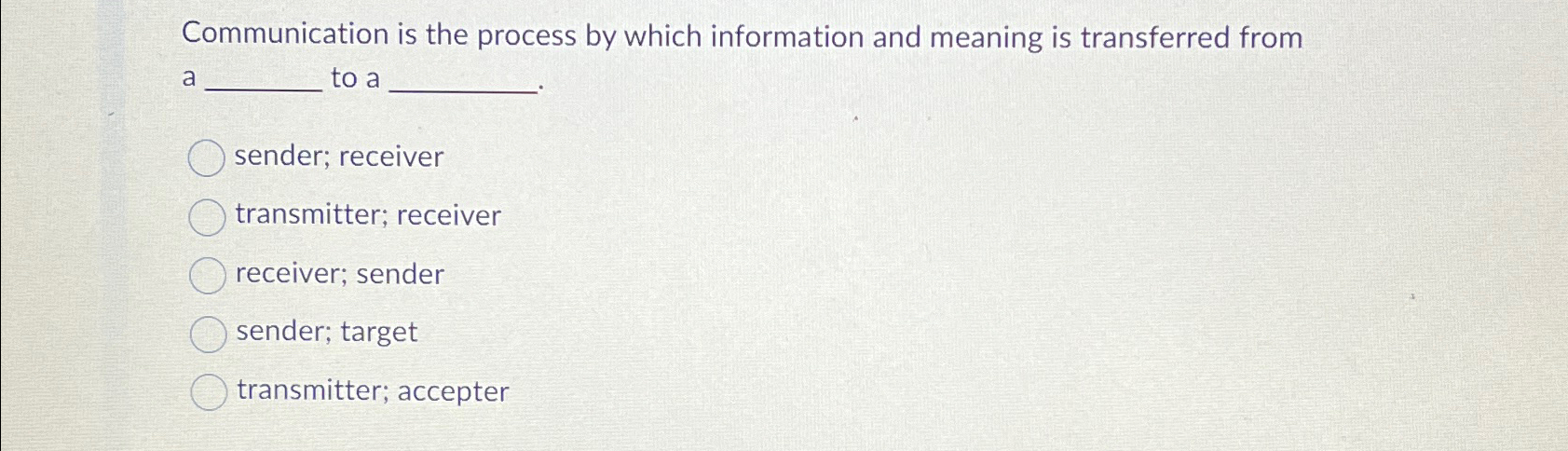  Communication is the process by which information and meaning is transferred