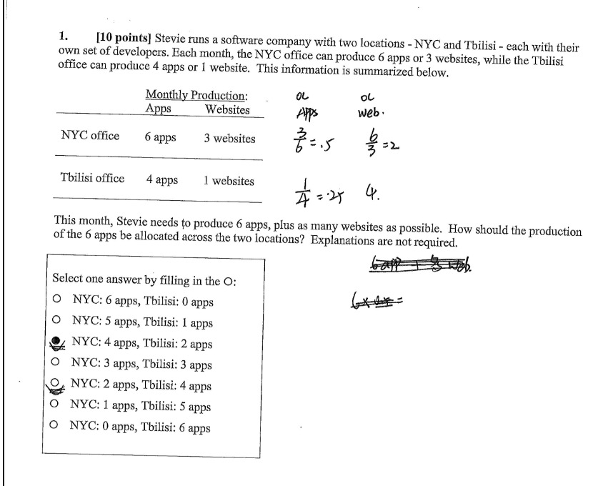  [10 points] Stevie runs a software company with two locations -