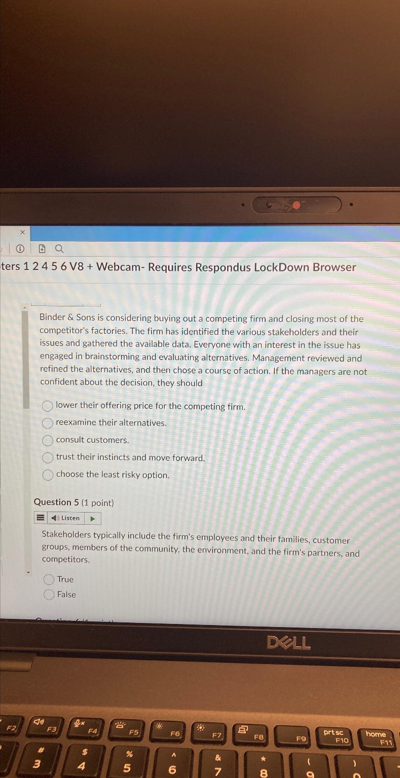 ters 12456 V8+ Webcam- Requires Respondus LockDown Browser Binder & Sons