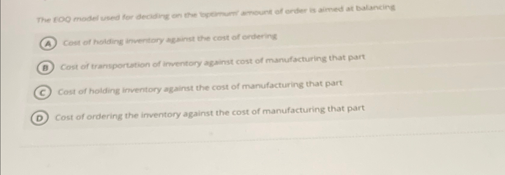  The EOO model vsed for deciding on the byctimurs' amount of