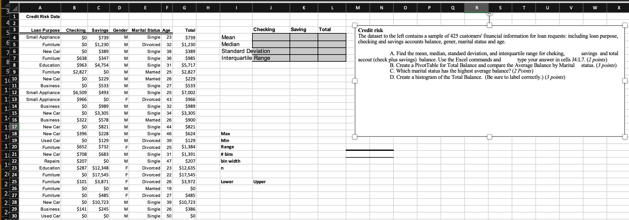  show the steps on excel please 