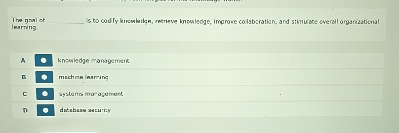  The goal of is to codify knowledge, retrieve knowledge, improve collaboration,