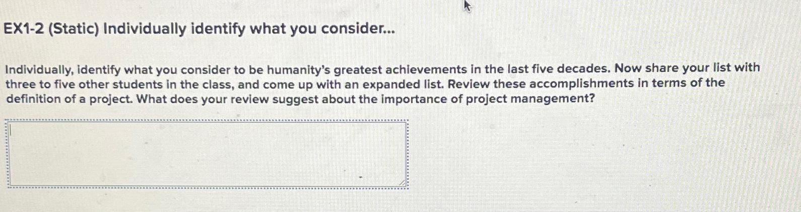  EX1-2(Static) Individually identify what you consider... Individually, identify what you consider