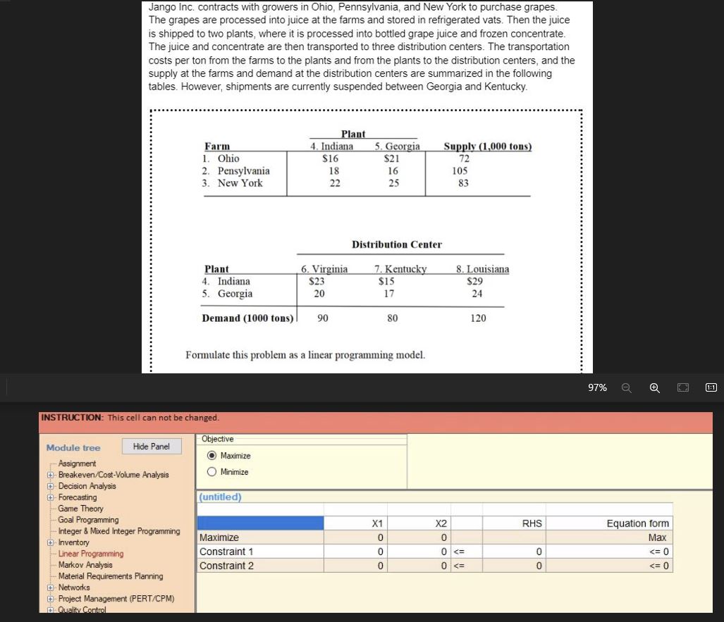  INSTRUCTION: This cell can not be changed. Module tree Hide Panel