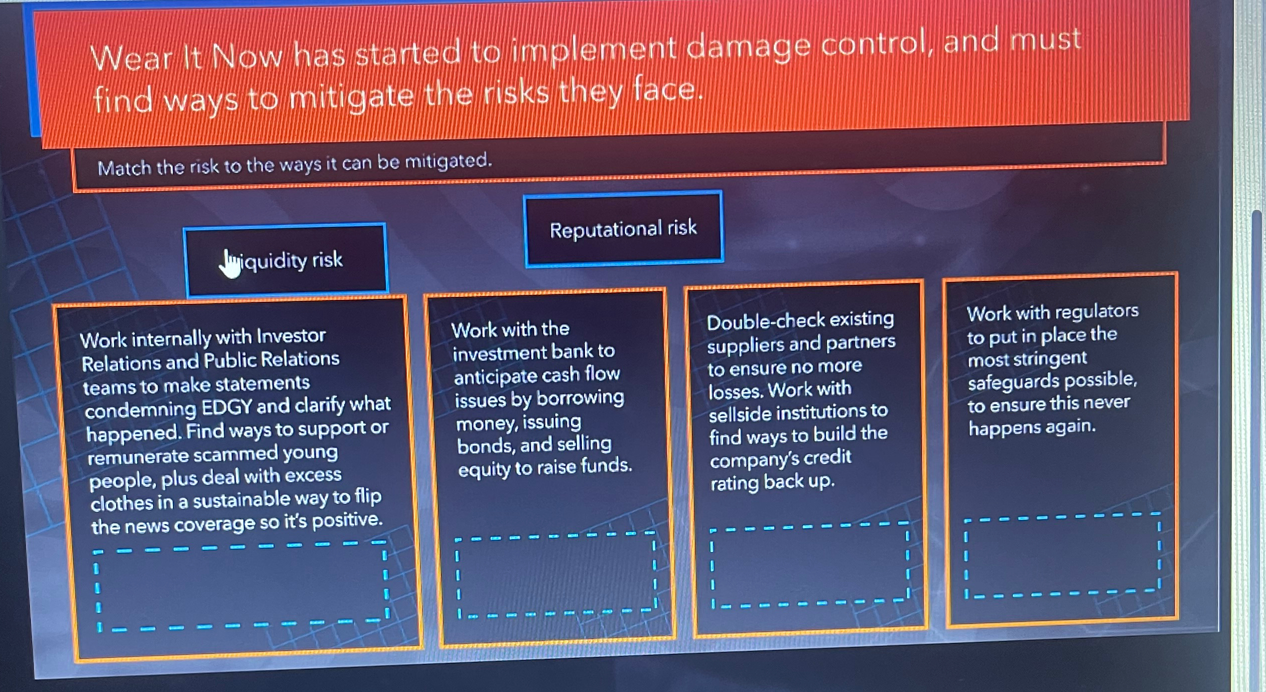  Wear lt Now has started to implement damage control, and must