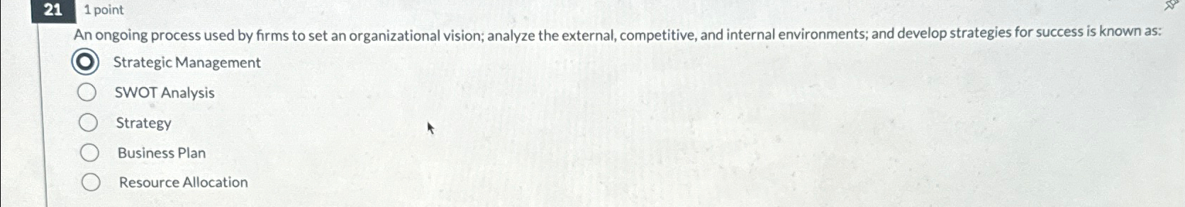  211 point An ongoing process used by firms to set an