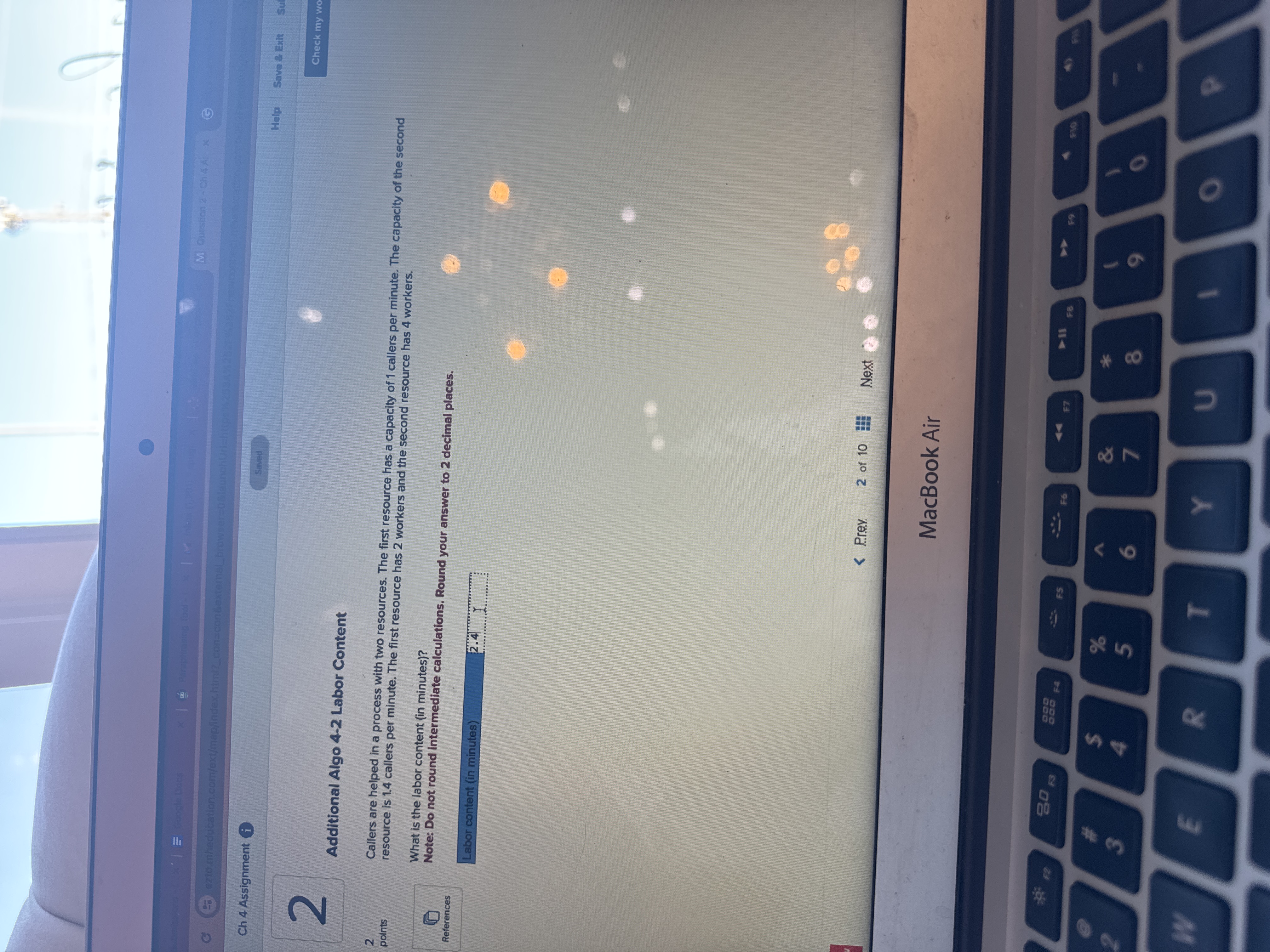  Additional Algo 4-2 Labor Content Callers are helped in a process
