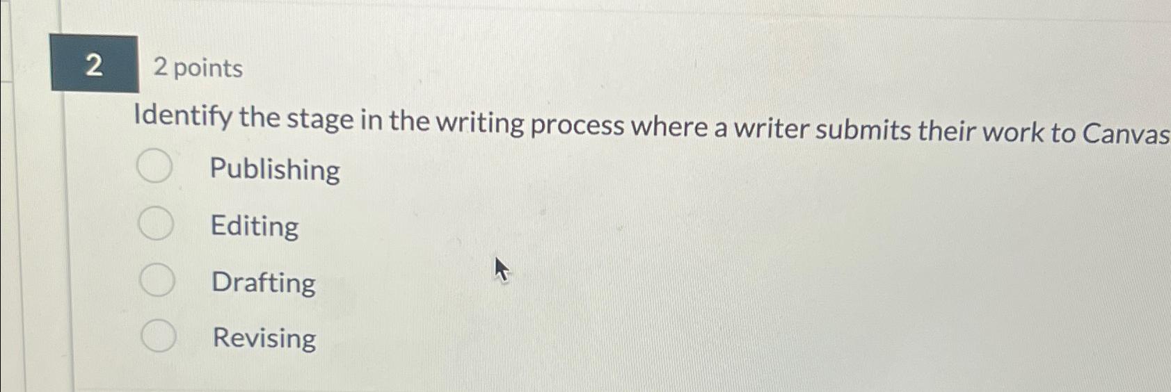  2 2 points Identify the stage in the writing process where