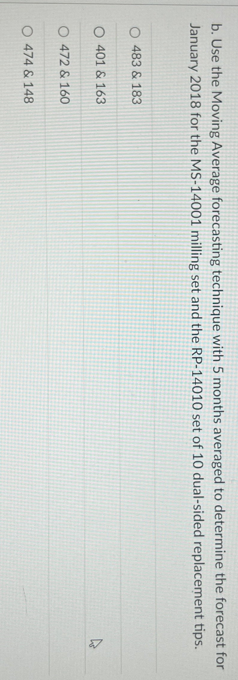  b. Use the Moving Average forecasting technique with 5 months averaged