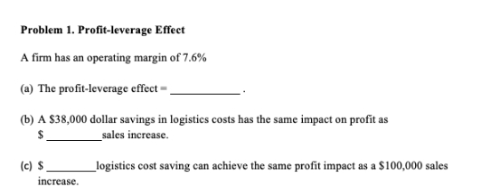  Problem 1. Profit-leverage Effect A firm has an operating margin of