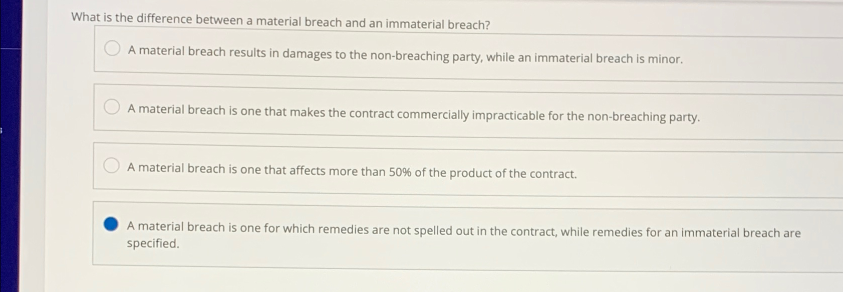  What is the difference between a material breach and an immaterial