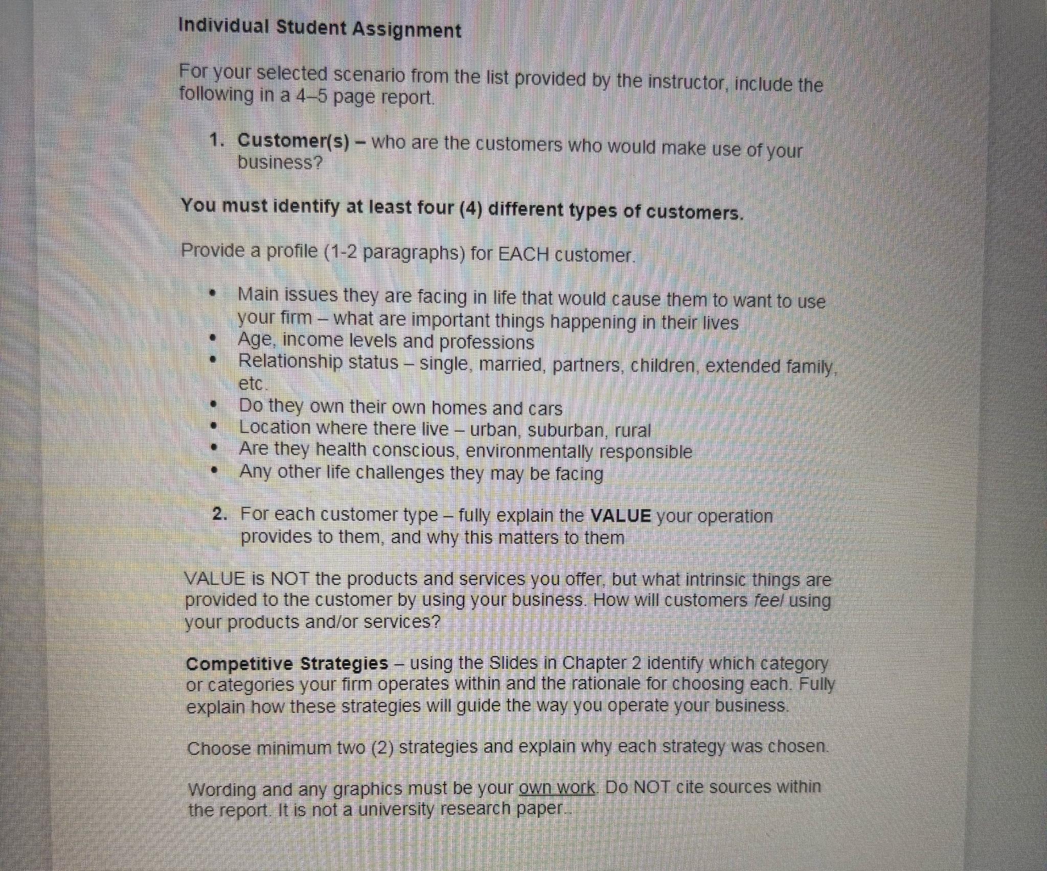  Individual Student Assignment For your selected scenario from the list provided