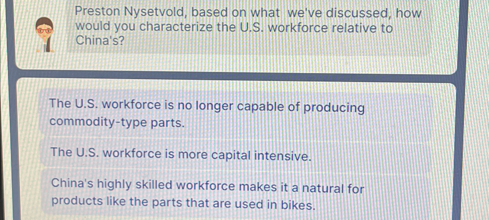  based on what we've discussed, how would you characterize the U.S.