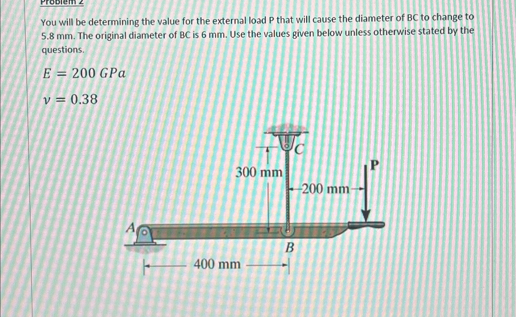  You will be determining the value for the external load P