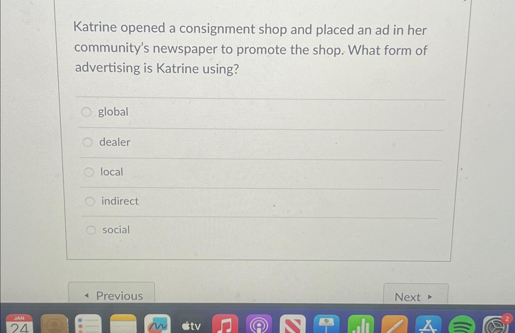  Katrine opened a consignment shop and placed an ad in her