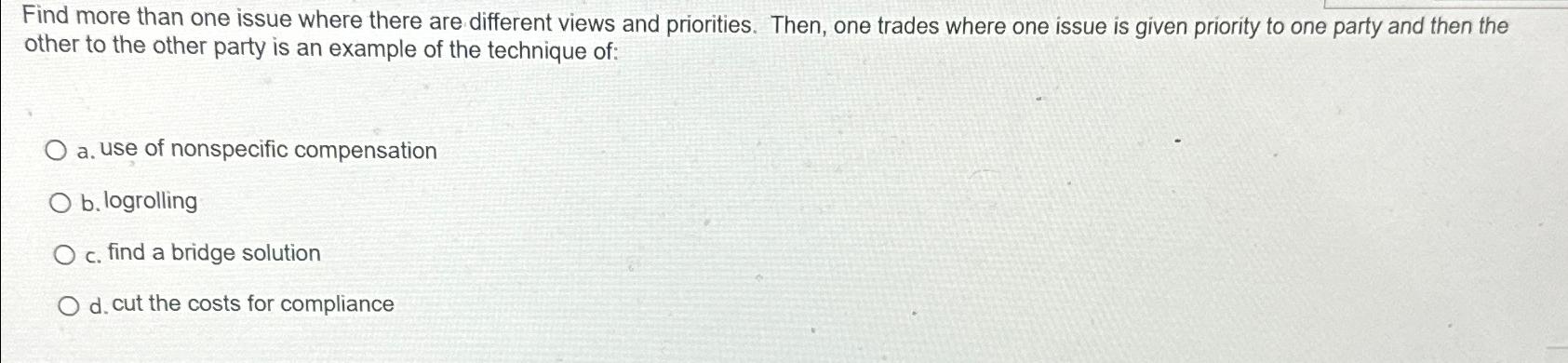  Find more than one issue where there are different views and