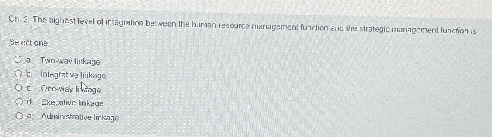  Ch.2. The highest level of integration between the human resource management